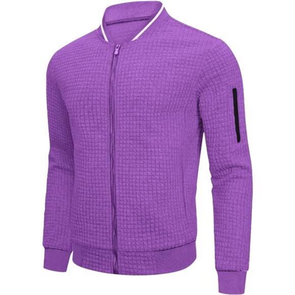 Mens Lightweight Jacket Casual Bomber Jacket Varsity Coat - Picture 3 of 5